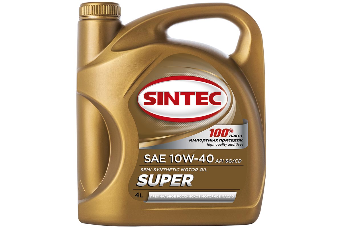 Масло SINTEC Супер SAE 10W-40 API SG/CD канистра 4л/Motor oil 4liter can